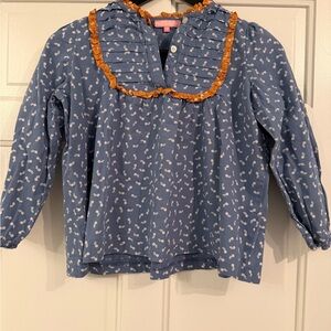 Bisby Blue Girls Shirt with Orange Accents